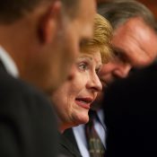 Senator Debbie Stabenow receiving an award for work on health care issues.